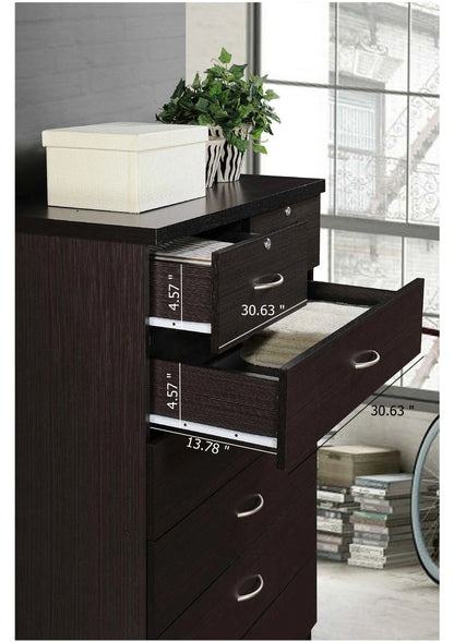 Hodedah 7 Drawer Dresser with Two Locks, Chocolate