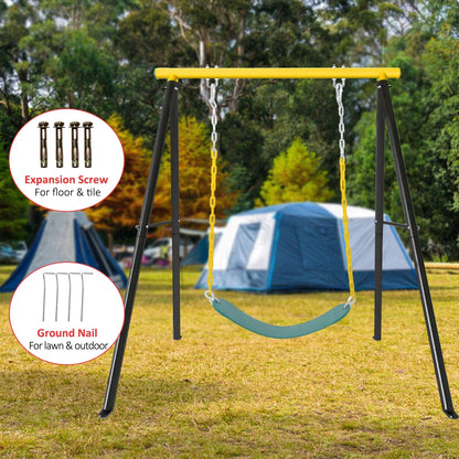IVV Swing Stand for Porch, Outdoor Heavy Duty Swing Frame, Steel Metal Frame with 4 Ground Pegs, 73" Height Holds Up to 550lbs, Red (Swing NOT Included)