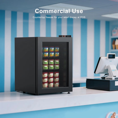 Northair 2.1 Cu Ft Countertop Display Glass Door Freezer with LED Light Perfect for  Ice Cream  at POS