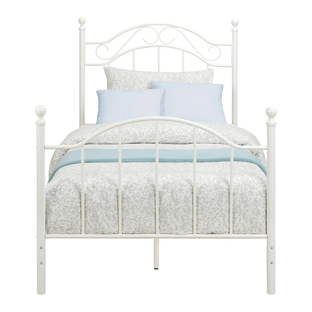 Mainstays Traditional Metal Bed Frame with Headboard and Footboard, Twin, White