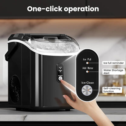Auseo Nugget Ice Maker Countertop,  Ready in 6 Mins ,35Lbs Each  day with Self-Cleaning,Portable Sonic  Ice Machine  for Home/Office/Bar, Black