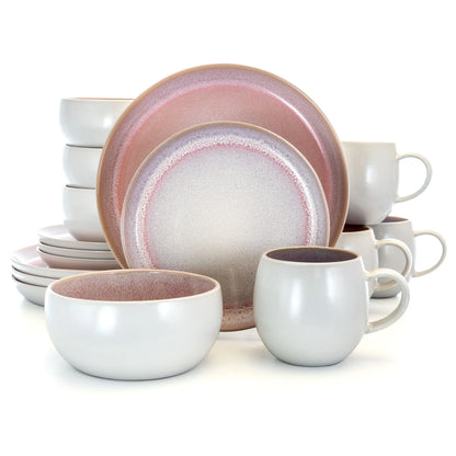 Elama Mocha Mauve 16 Piece Stoneware Dinnerware Set in Purple