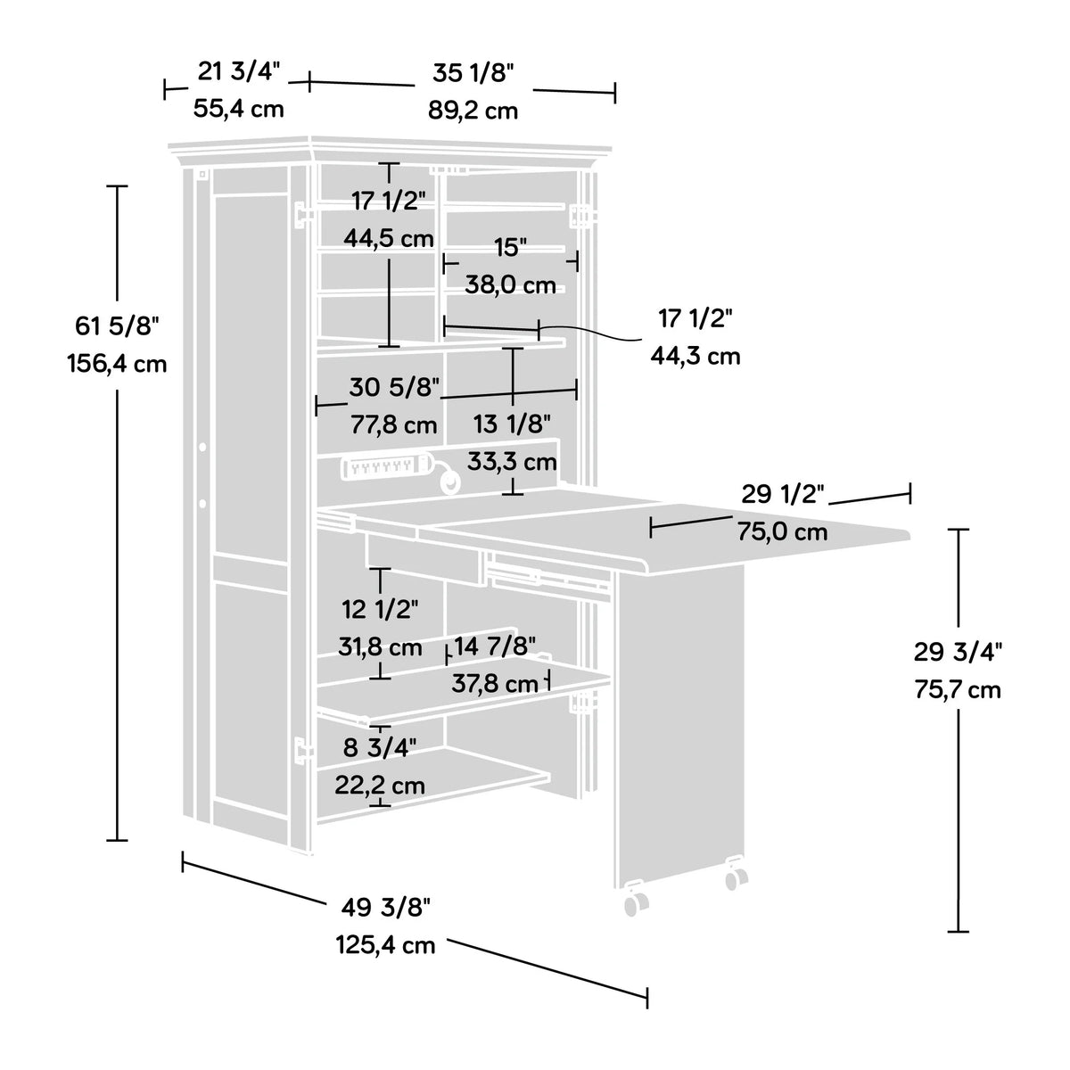 Sauder Craft & Sewing Armoire in Soft White, Soft White Finish