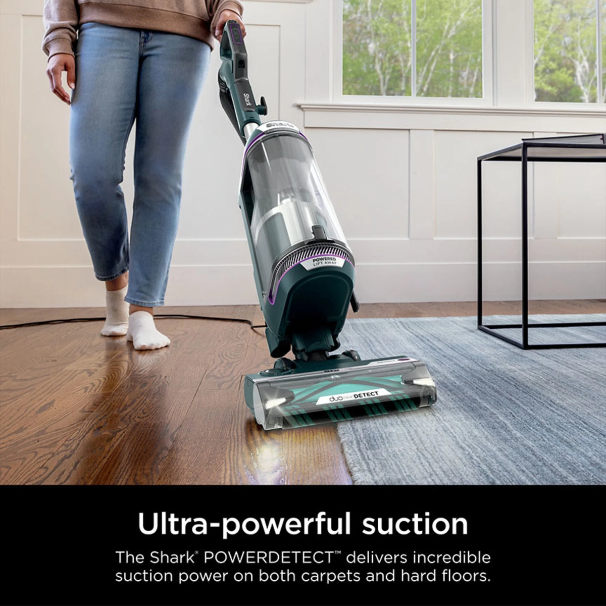 Shark POWERDETECT Upright Vacuum, Pet-Friendly, Two Brushroll System, Powerful Suction, DuoClean Detect, Self-cleaning Brushroll, Odor Neutralizer, LED Lights, AZ4000 Black/Teal