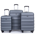 3 Piece Luggage Sets, PC Lightweight Durable Expandable Suitcase with 2 Hooks and TSA Lock, Suitcases with Wheels,21in 25in 29in,Gray