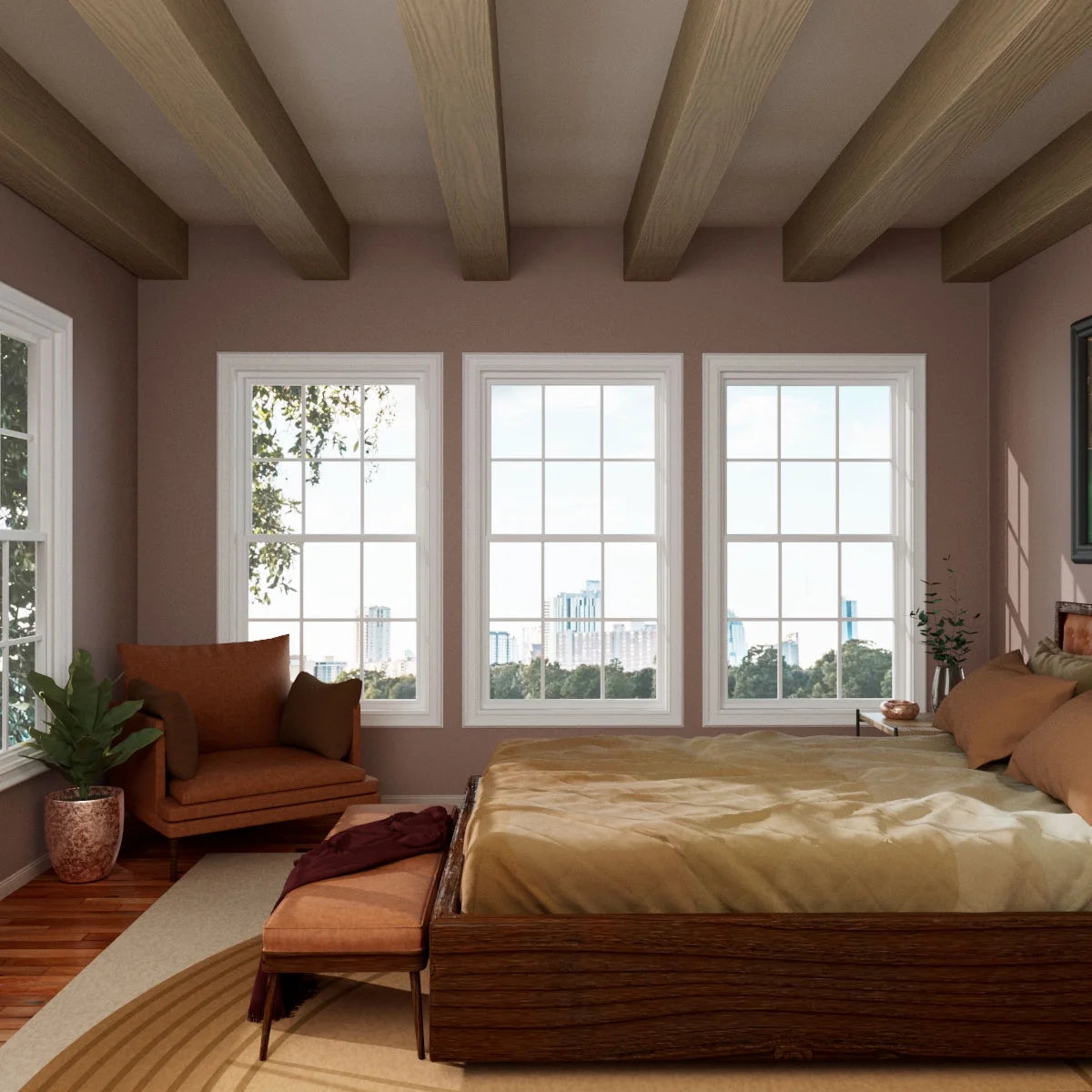 Ekena Millwork 3 1/2"W x 3 1/2"H x 120"L 3-Sided (U-Beam) Mena HeritageTimber Faux Wood Ceiling Beam, Kona Brown