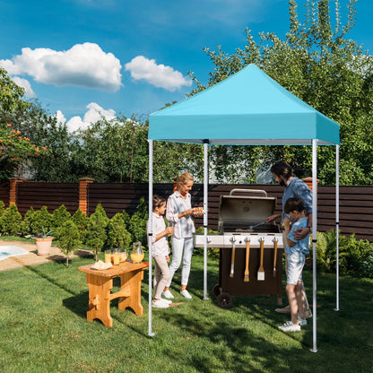 EAGLE PEAK 5x5 Pop Up Canopy Tent Instant Outdoor Canopy Easy Set-up Straight Leg Folding Shelter（Blue）