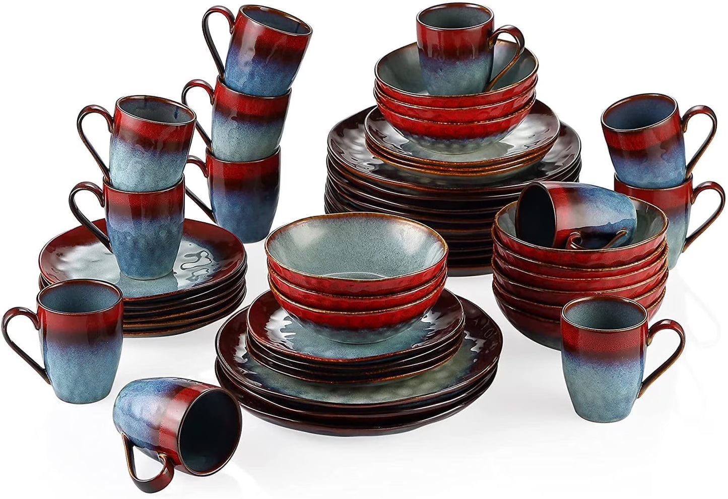 Vancasso,16-Piece Stoneware Dinnerware Set, Blue Dinner Set, Service for 4