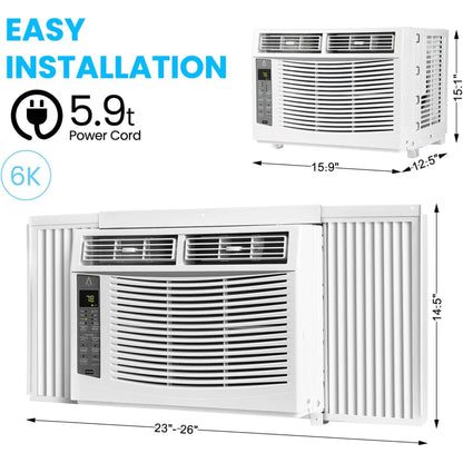 Garvee 5000 BTU Window Air Conditioner,Fast Cooling for Rooms up to 150 Sq. ft,Window Ac Unit with 7 Level Temperature Setting,White