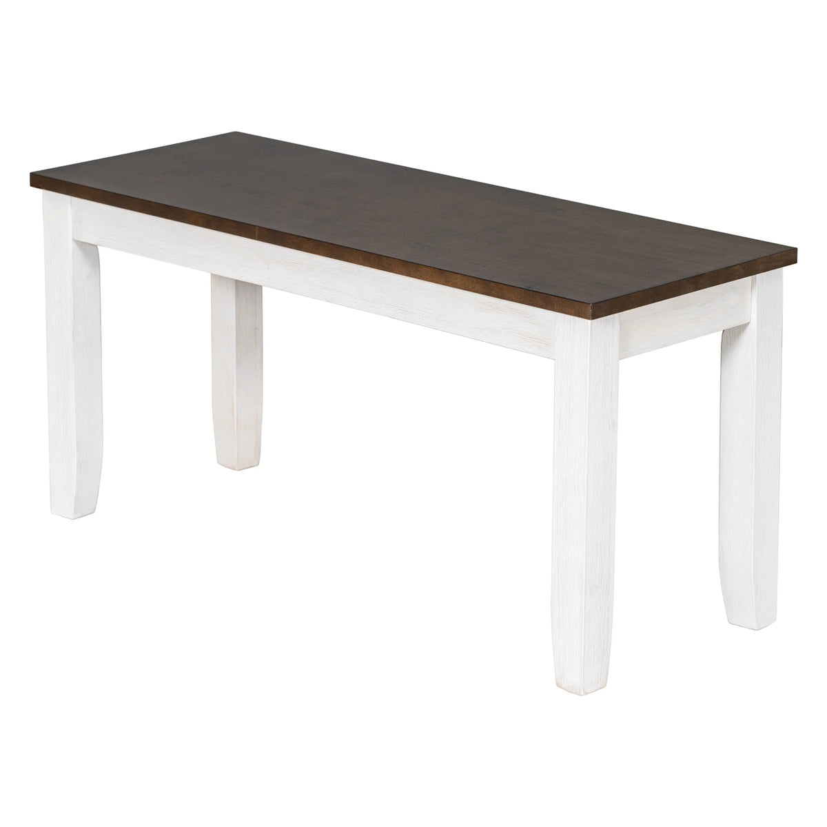 Rustic Dining table Set for 6, Wooden Rectangular Kitchen Dining Table with 4 Upholstered Dining Chairs and 1 Padded Bench, Dining Set with 4 Chairs, Dining Set for 6, Brown+Whitewash