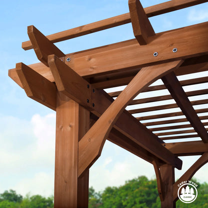 Backyard Discovery Beaumont 10'x10' Cedar Wood Patio Pergola Kit, Trellis Roof, PowerPort