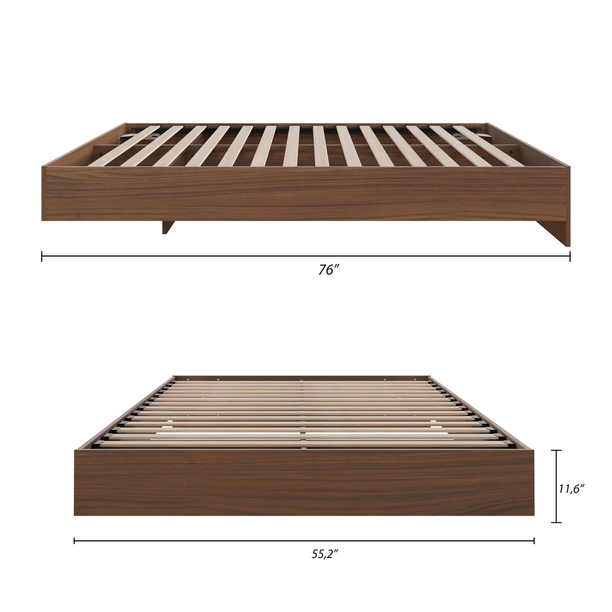 Nexera Full Size Platform Wood Bed Frame, Walnut