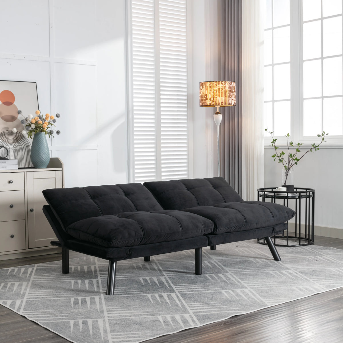 PAPROOS Convertible Sofa Bed, Folding Futon Sofa Bed, Upholstered Sofa Bed Couch, Loveseat Sleeper Sofa for Small Space, Apartment, Living Room, Cream