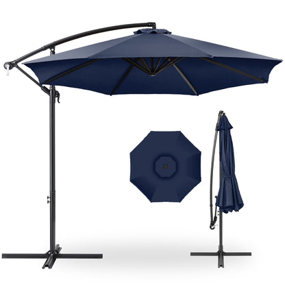 Best Choice Products 10ft Offset Hanging Outdoor Market Patio Umbrella w/ Easy Tilt Adjustment - Tan