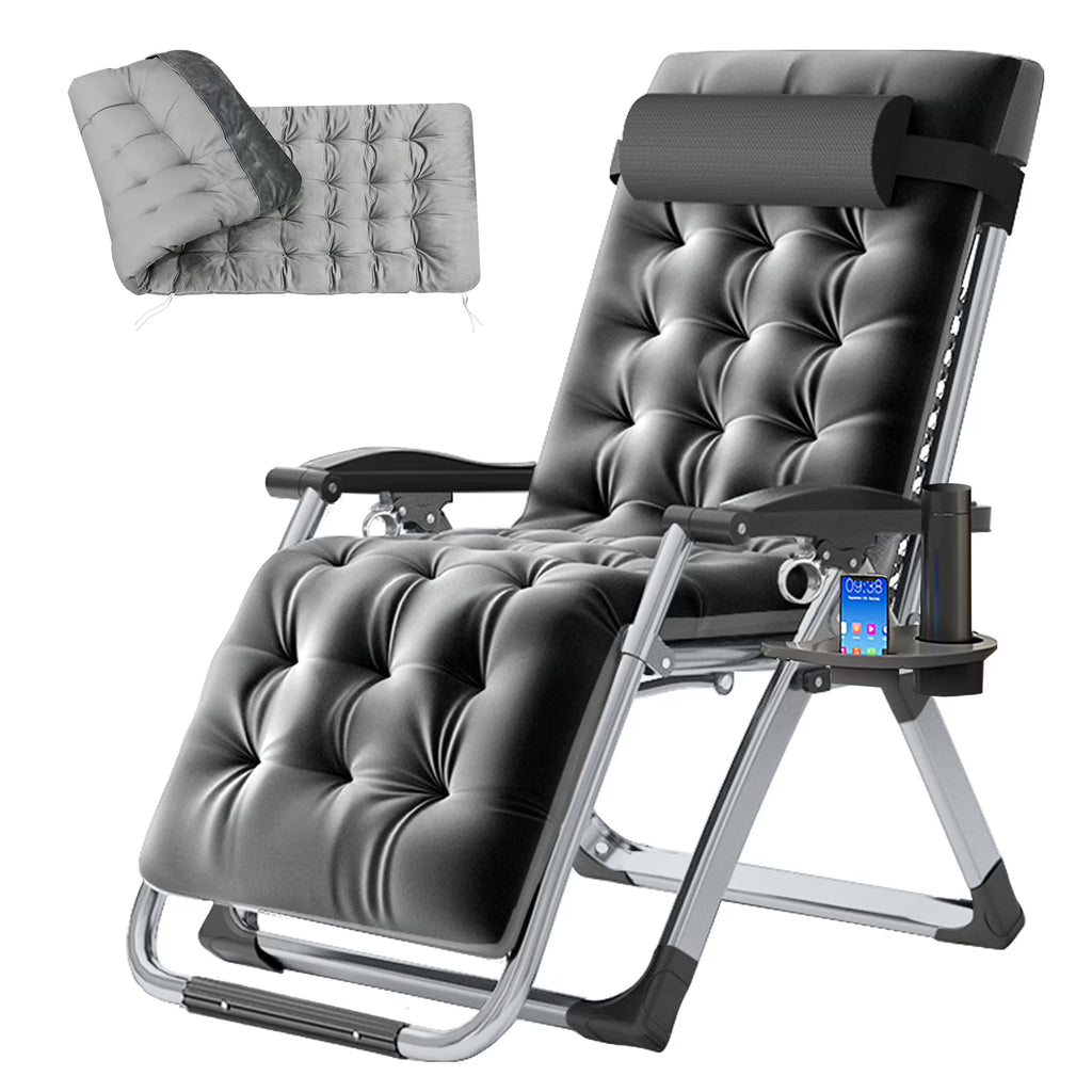 MOPHOTO Zero Gravity Chair Folding Outdoor Patio Recliner with Detachable Cushion,Cup Holder,Headrest,26"D x 20"W x 45"H