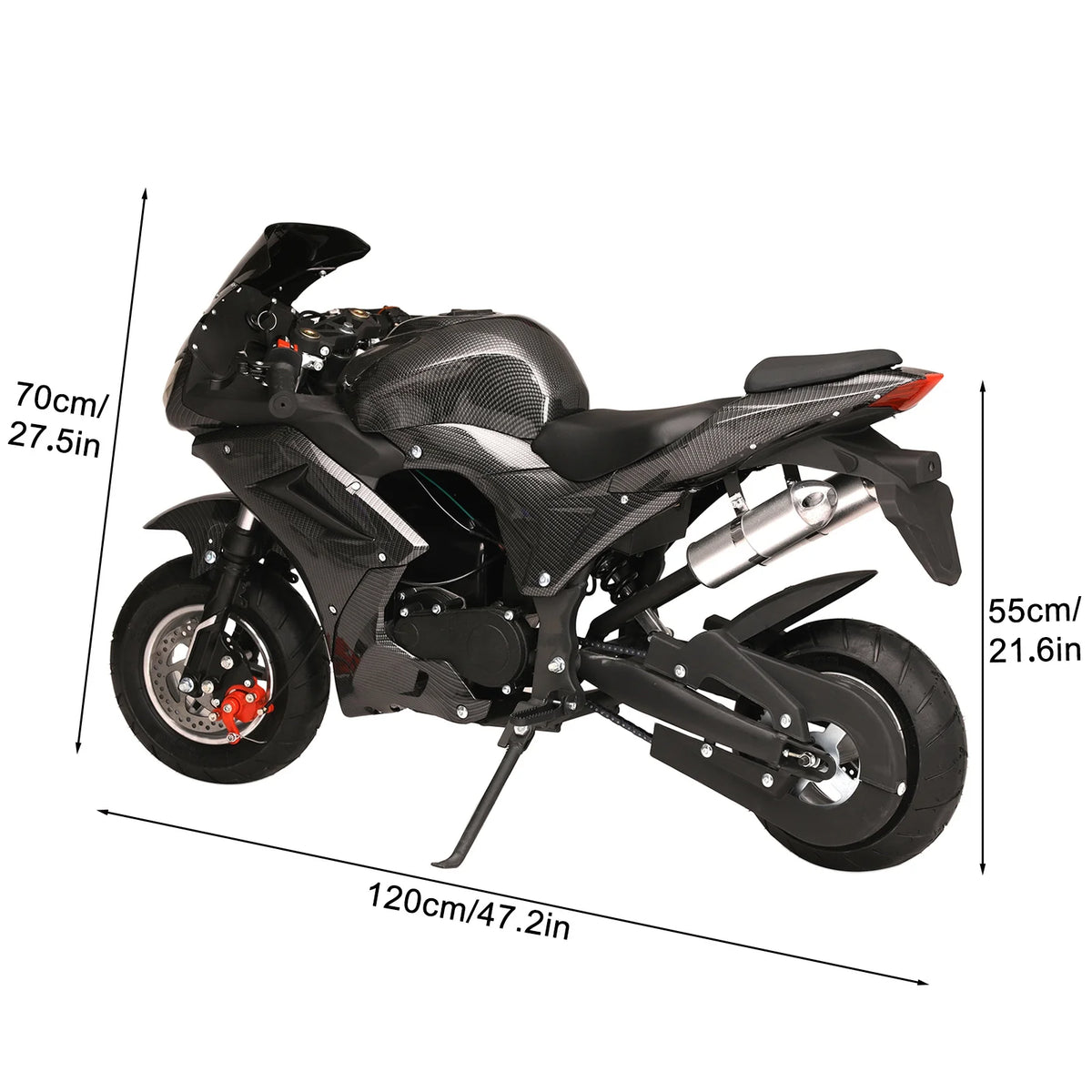 AQQW 49cc Gas Mini Motorcycle for Adults & Kids, 4-Stroke Mini Bikes, Gas Mini Dirt Bikes Ride on Toys, Max Load 441Lbs, Best Gifts for Kids