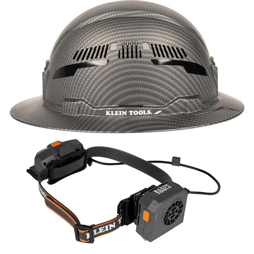 Klein Tools Karbn Hard Hat, Gray And Silver And Turbo Fan Set