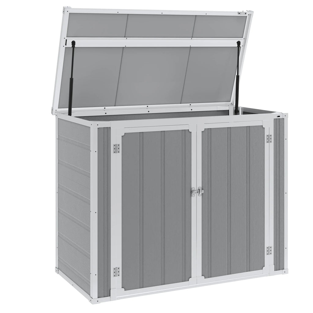 5'��3' Outdoor Storage Shed, Resin Storage Cabinet, Garden Tool Shed with Double Lockable Doors, Organizer Cabinet for Patio Yard, Gray