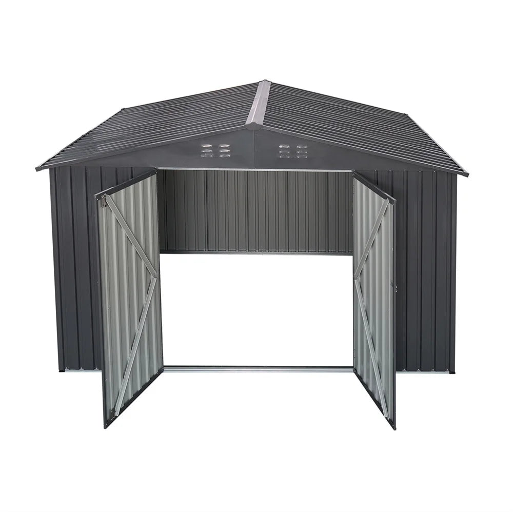 HighSound 6 x 8 FT Outdoor Storage Shed, Metal Garden Shed with with Updated Frame Structure, Tool Sheds for Backyard Garden Patio Lawn Grey