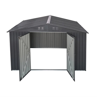 HighSound 6 x 8 FT Outdoor Storage Shed, Metal Garden Shed with with Updated Frame Structure, Tool Sheds for Backyard Garden Patio Lawn Grey