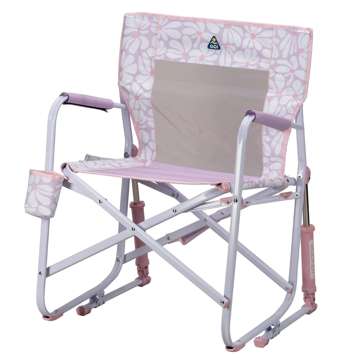 GCI Outdoor Freestyle Rocker Foldable Rocking Camp Chair, Purple Floral