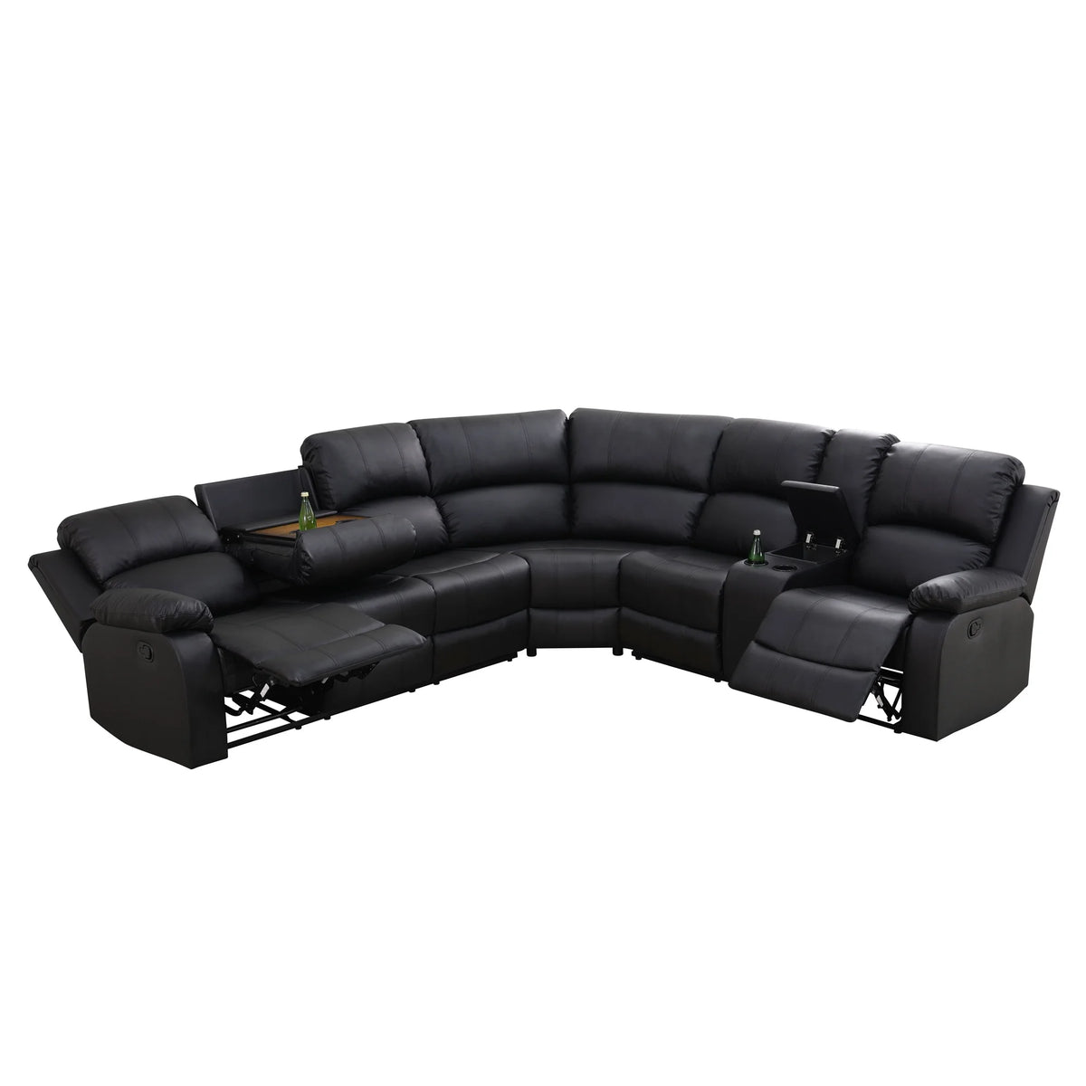 Aukfa 3-Piece Recliner Sofa Set, 6 Seat Sectional Couch with Cup Holders&Storage Console, Gray