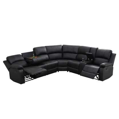 Aukfa 3-Piece Recliner Sofa Set, 6 Seat Sectional Couch with Cup Holders&Storage Console, Gray