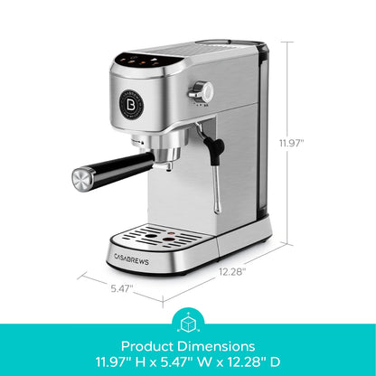 CASABREWS CM5418 Plus 20-Bar Semi-Automatic Espresso Machine & Coffee Maker with Steam Wand, Cold Brew Function, Stainless Steel, Silver