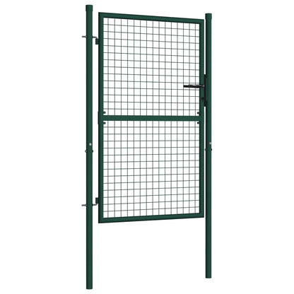 vidaXL Fence Gate Metal Fence Post Garden Gate for Outdoor Patio Steel Green