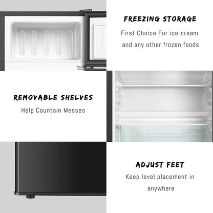 HUMSURE 3.2 Cu.Ft Pink Mini Fridge With Freezer, Compact Dorm Refrigerator, 2 Doors for Bedroom, Office, Kitchen, Apartment