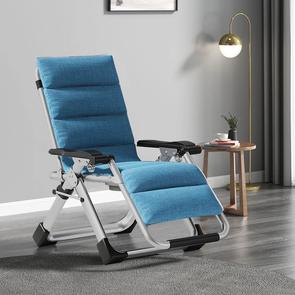 MOPHOTO Zero Gravity Chair Folding Outdoor Patio Recliner with Detachable Cushion,Cup Holder,Headrest,26"D x 20"W x 45"H