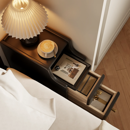Small Nightstand,Solid Wood Nightstand with Drawers, Walnut Bedside Table for Bedroom