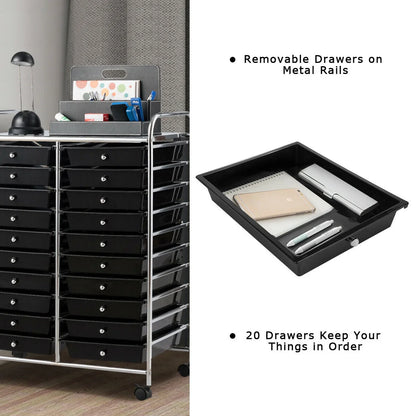 Gymax Office Rolling Cart 20 Storage Drawers Scrapbook Paper Studio Organizer Mutlicolor