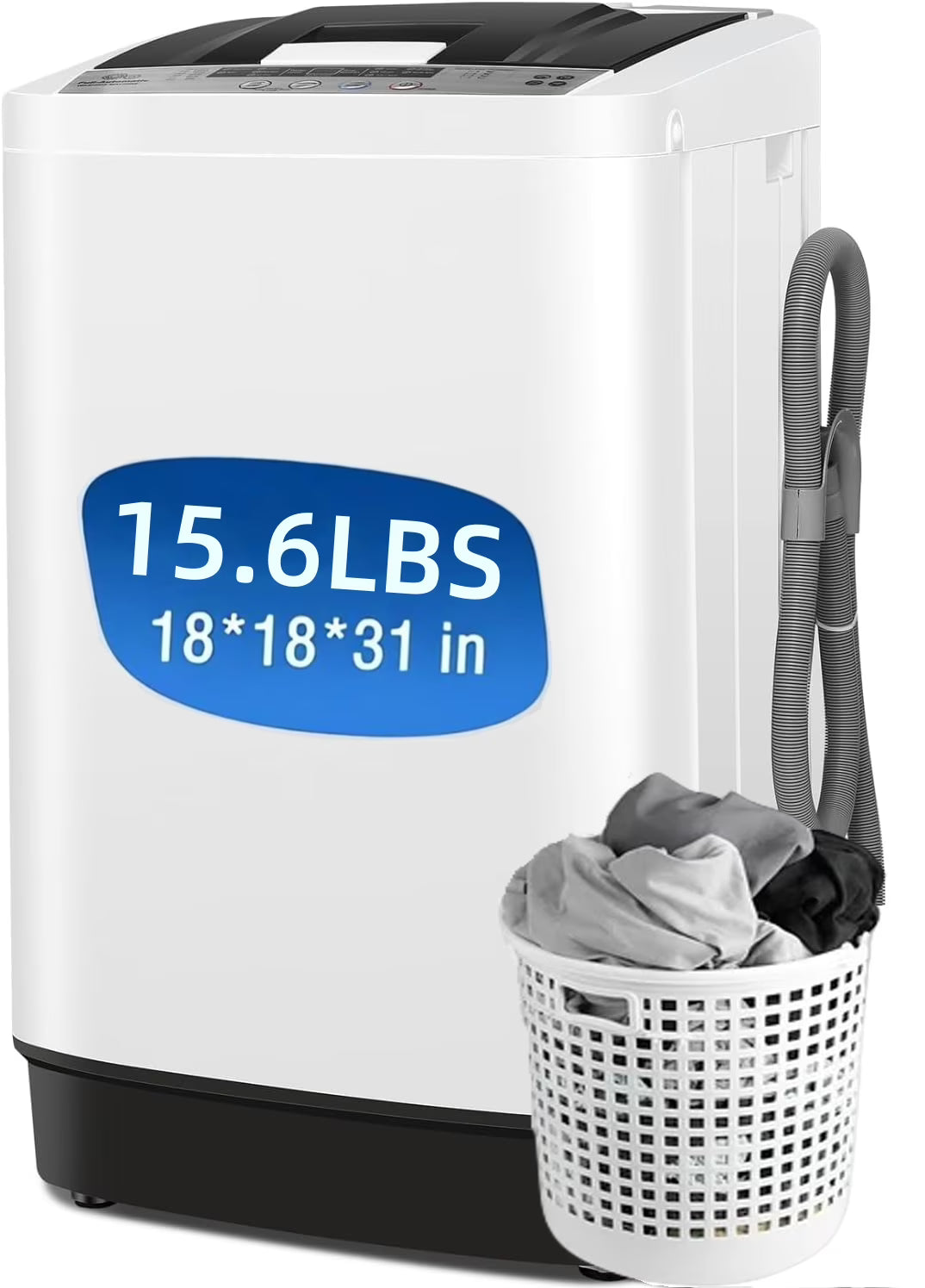 Qhomic Portable Washing Machine, 18.7lbs Full Automatic Compact 10 Programs & 8 Water Levels Washer Machine with Child Lock and LED Display, Low Noise Laundry Wash for Apartments, RVs, Dorms
