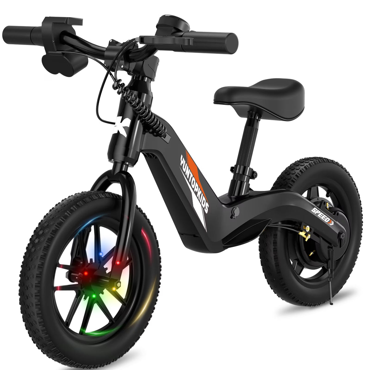 YunTopKids Electric Balance Bike for Kids, 150W Electric Bike for Kids with12 inch Pneumatic Tire, Adjustable Seat, Up to 5.6 Miles Electric Bike for Kids Ages 3-5,Black
