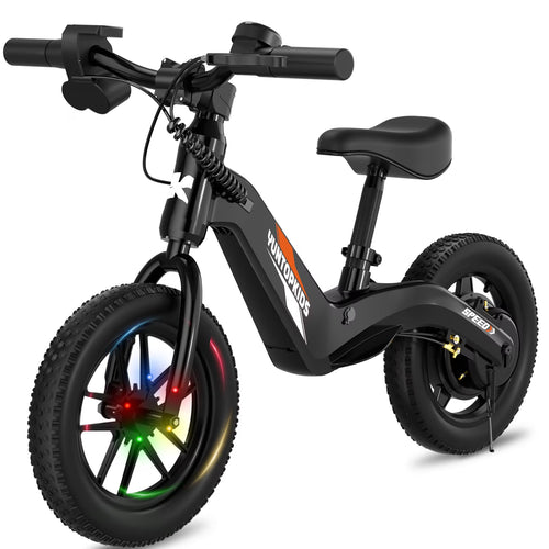 YunTopKids Electric Balance Bike for Kids, 150W Electric Bike for Kids with12 inch Pneumatic Tire, Adjustable Seat, Up to 5.6 Miles Electric Bike for Kids Ages 3-5,Black