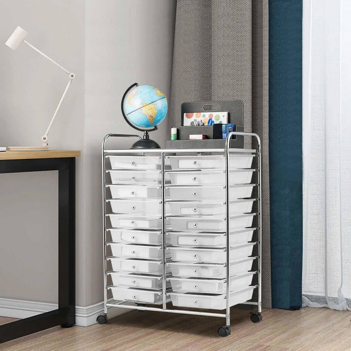 Gymax Office Rolling Cart 20 Storage Drawers Scrapbook Paper Studio Organizer Mutlicolor