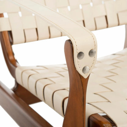 SAFAVIEH Couture Dilan Modern Leather Solid Safari Chair, Brown/Light Brown