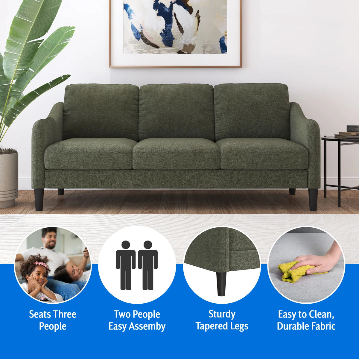 Mainstays Westley Swoop Arm Sofa, Burnt Orange