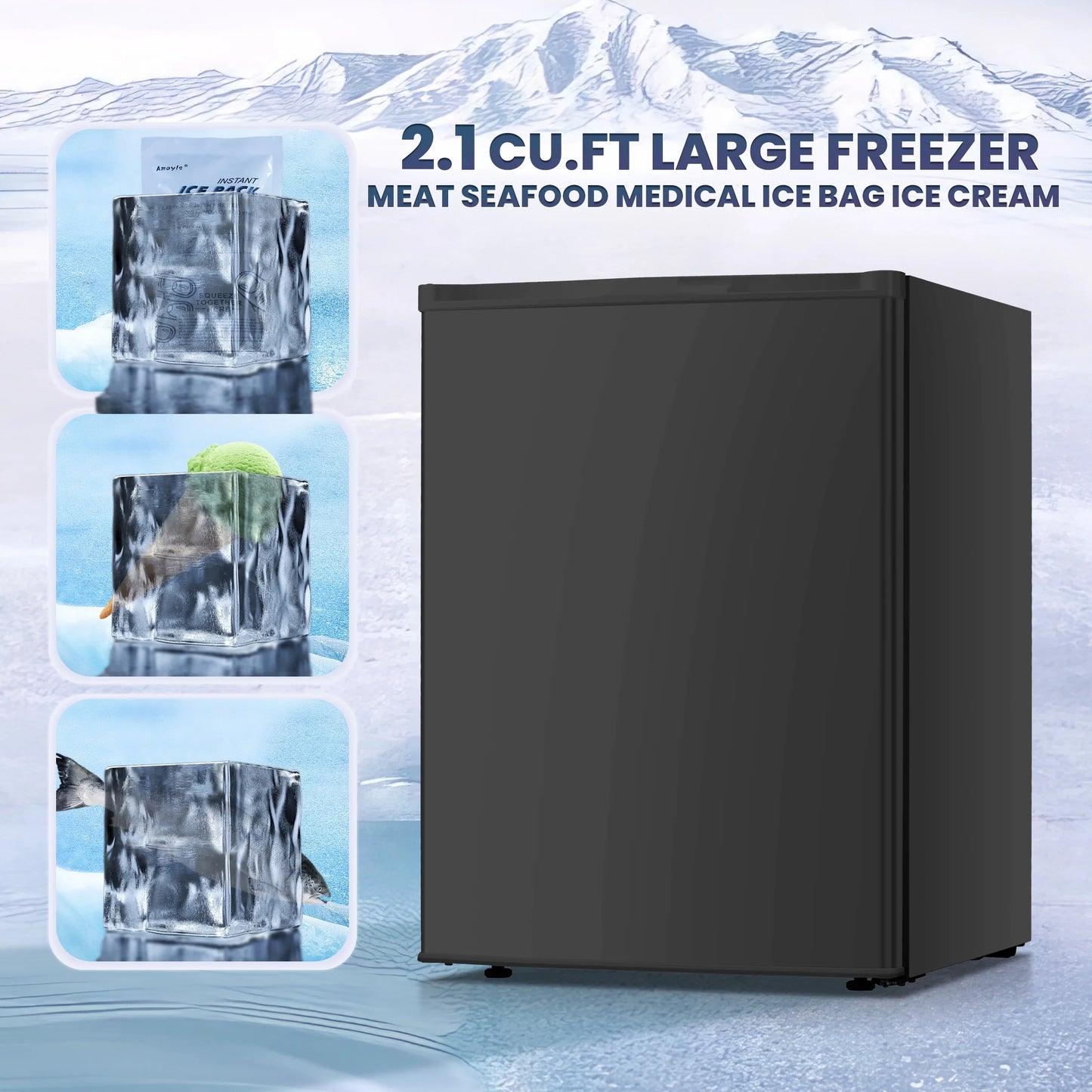 Electactic Upright Freezer, Energy Saving 2.1 Cu.ft Single Door Compact Upright Freezer with Reversible Door(White)