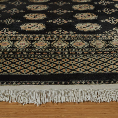Pakistani Hand Knotted Rug Collection, Classic Bukhara Cumra Black