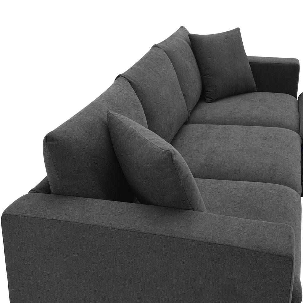 Harper & Bright Designs Modern Sectional Sofa 3 Seat Couch with Ottoman, Upholstered L Shaped Cloud Couch for Small Space Apartment Office, White
