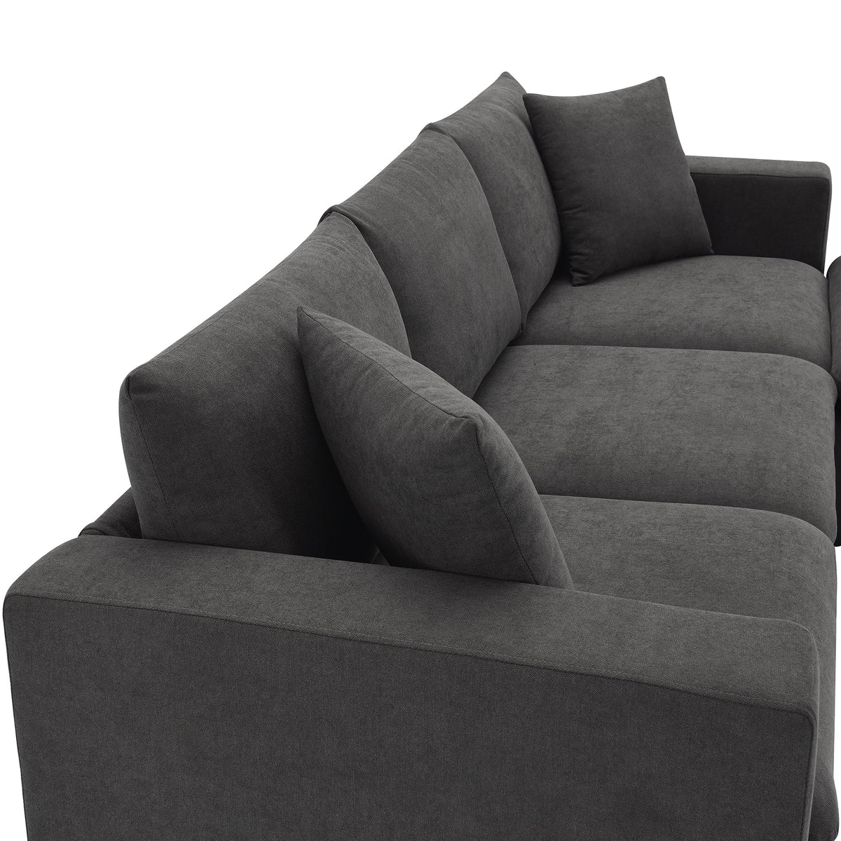 Harper & Bright Designs Modern Sectional Sofa 3 Seat Couch with Ottoman, Upholstered L Shaped Cloud Couch for Small Space Apartment Office, White
