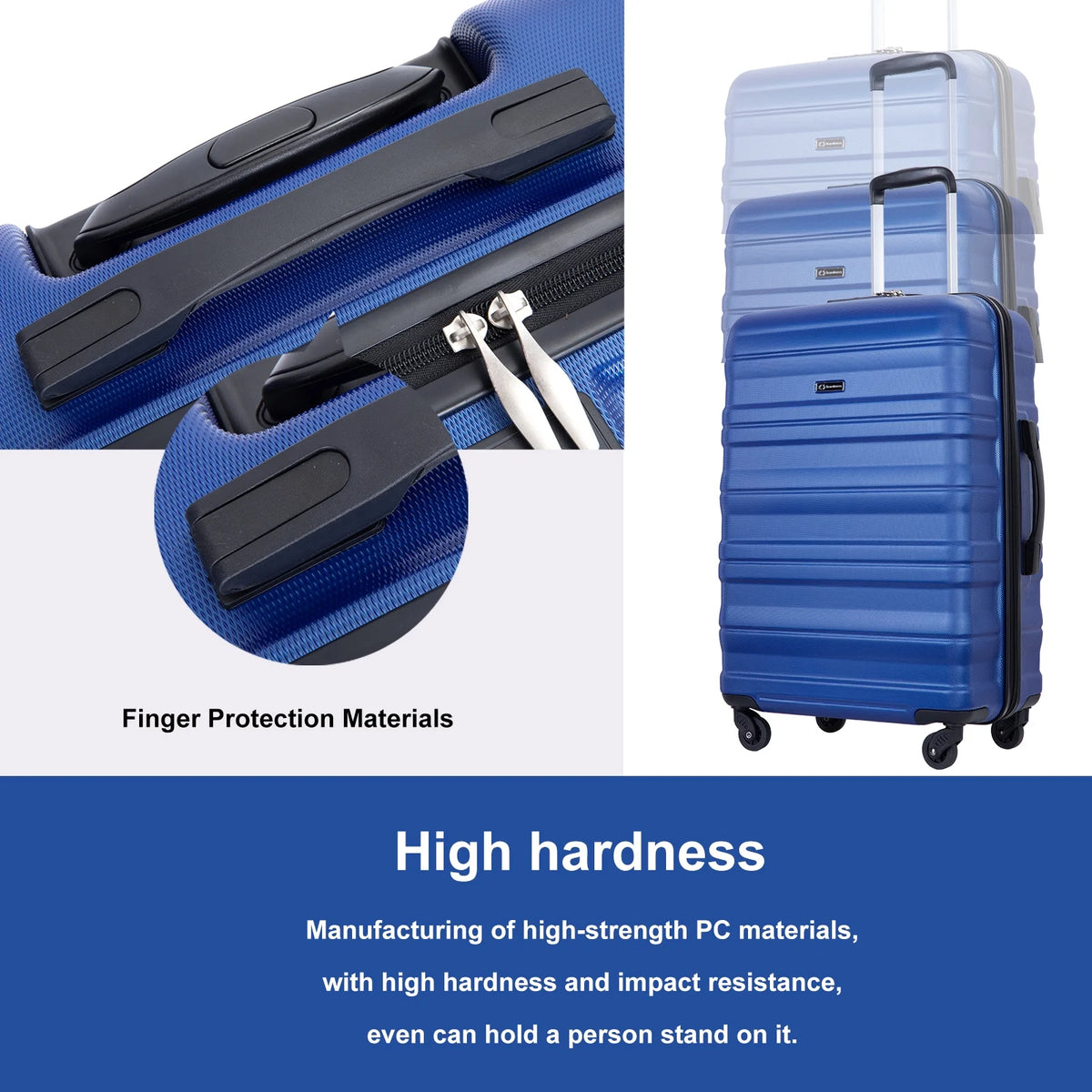 Tripcomp Hardside Luggage Set 3-Piece Set (21/25/29) Lightweight Suitcase 4-Wheeled Suitcase Set(Purple)