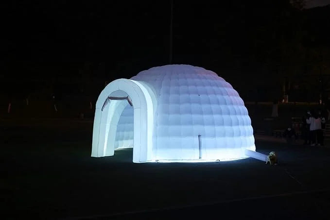 Portable White LED Lighting Inflatable Igloo Dome Tent Marquee Canopy Shelter with Air Blowerfor Exhibition Camping Party Events