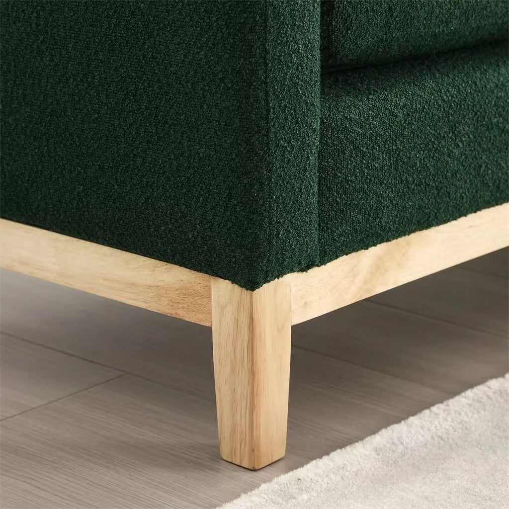 End of Bed Bench, 53.5" Boucle Fabric Upholstered Entryway Bench with Wood Legs & Bolster Pillows, Rolled Arm Cushioned Ottoman Foot Rest Long Stool Window Extra Seating for Bedroom, Ivory