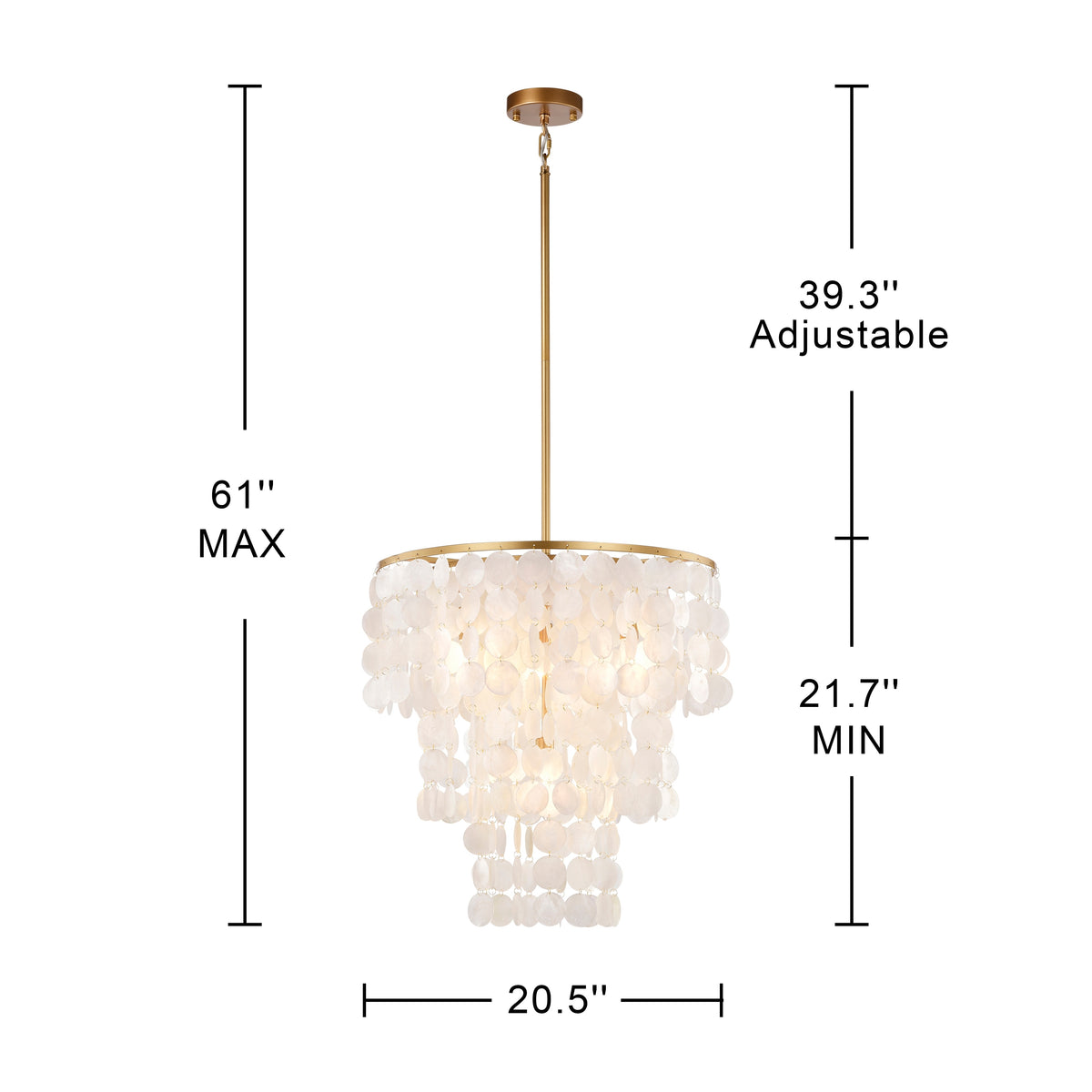 The Lighting Store Paula 4-Light Glossy Bronze Finish Chandelier with Natural White Shell - 20.5 inches in diameter x 21.7 inches H