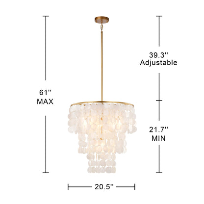 The Lighting Store Paula 4-Light Glossy Bronze Finish Chandelier with Natural White Shell - 20.5 inches in diameter x 21.7 inches H