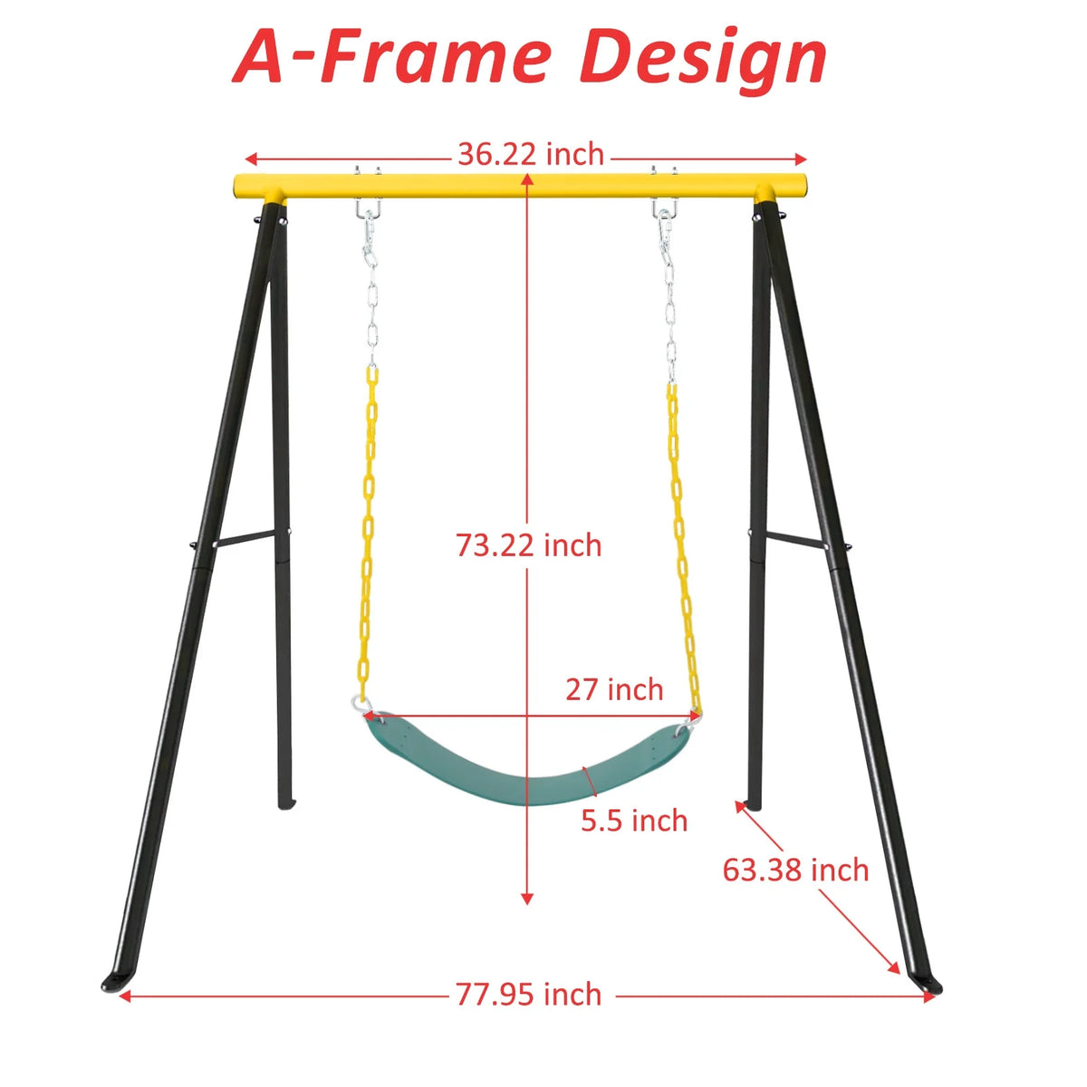 IVV Swing Stand for Porch, Outdoor Heavy Duty Swing Frame, Steel Metal Frame with 4 Ground Pegs, 73" Height Holds Up to 550lbs, Red (Swing NOT Included)