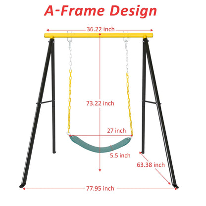 IVV Swing Stand for Porch, Outdoor Heavy Duty Swing Frame, Steel Metal Frame with 4 Ground Pegs, 73" Height Holds Up to 550lbs, Red (Swing NOT Included)